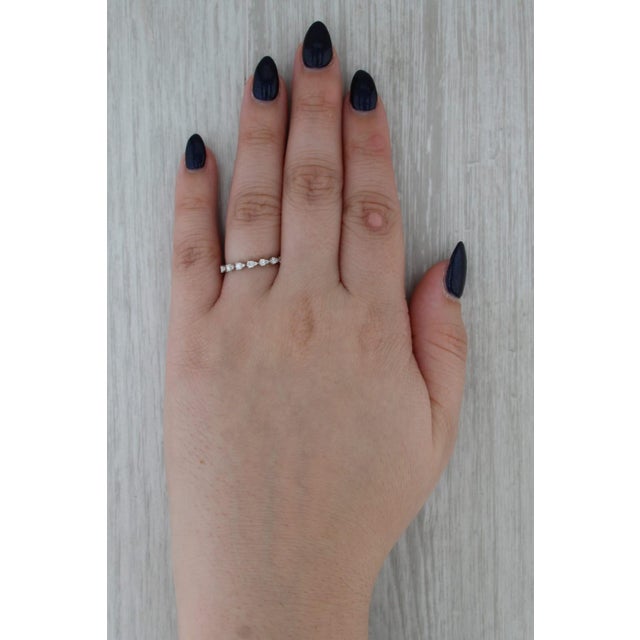 2010s 0.23ctw Diamond Wedding Band 14k White Gold Size 7.25 Stackable Anniversary Ring, Size 7.25 For Sale - Image 5 of 8