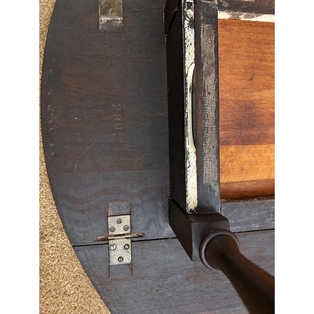 Wood English Kittinger Buffalo Gateleg Drop-Leaf Table With Original Black Enamel 1866 Badge and Brass Hinges, For Sale - Image 7 of 9