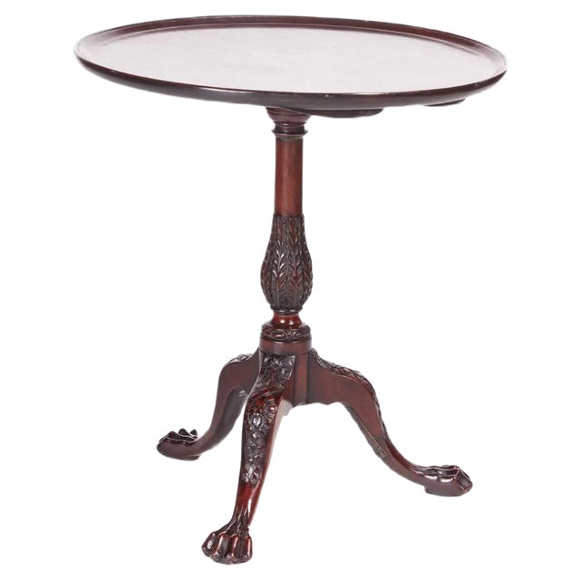 18th Century Carved Mahogany Dish Top Tripod Table For Sale