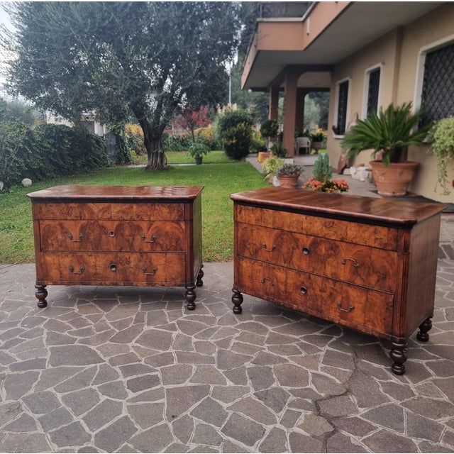 Walnut Chests of Drawers with Inlays, 1850, Set of 2 For Sale - Image 12 of 12