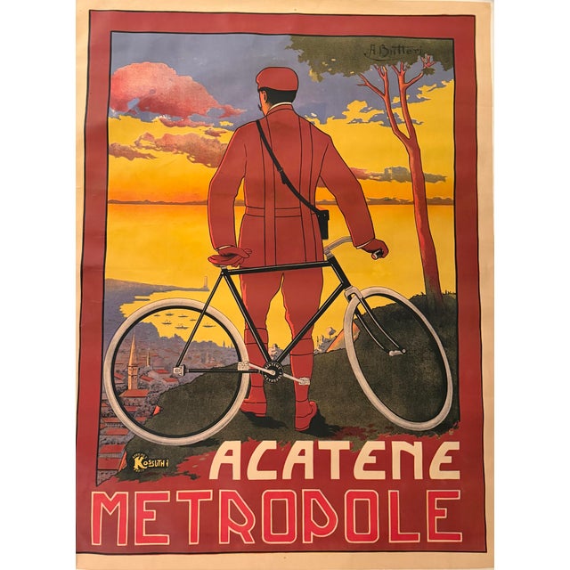 A. Bittner, Acatène Métropole, c. 1898. Monumental French color lithographic advertising poster promoting the Acatène...