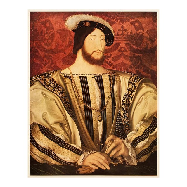 1955 After Jean Clouet "Portrait of Francis I", First Edition Vintage Full-Color Print For Sale