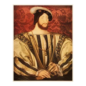1955 After Jean Clouet "Portrait of Francis I", First Edition Vintage Full-Color Print