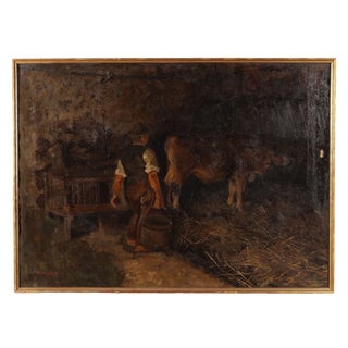 Giovanni Sottocornola, Figurative Scene, Oil on Canvas For Sale