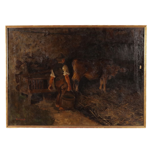 Giovanni Sottocornola, Figurative Scene, Oil on Canvas