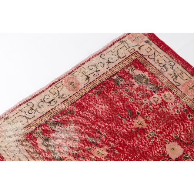 Textile Red Antique Oushak Wool Carpet For Sale - Image 7 of 10