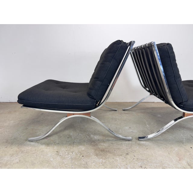 Selig Mid Century Modern Barcelona Style Lounge Chairs by Selig Made in Italy For Sale - Image 4 of 12