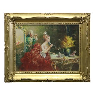 Raffaele Zeloni, Gallant Scene, 1890s, Oil on Panel, Framed For Sale