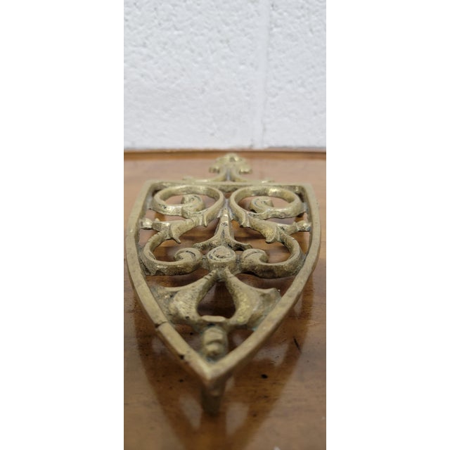 Late 20th Century Vintage Brass Openwork Iron Rest Trivet For Sale - Image 5 of 10