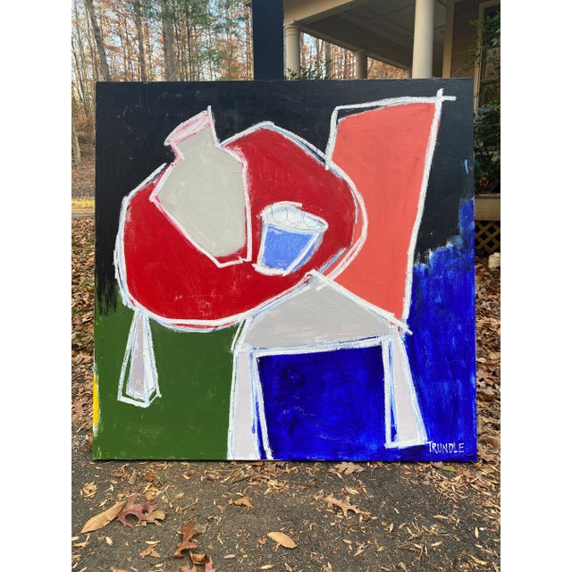 Paint "Primarily" Contemporary Abstract Still Life Mixed-Media Painting by Sarah Trundle For Sale - Image 7 of 8