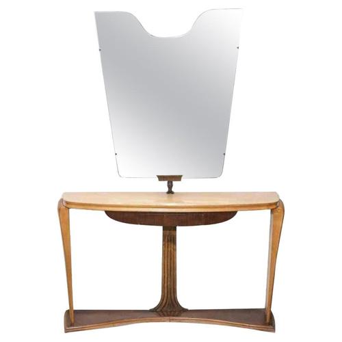 Vintage Wooden Console with Mirror attributed to Osvaldo Borsani, 1950s For Sale - Image 6 of 6