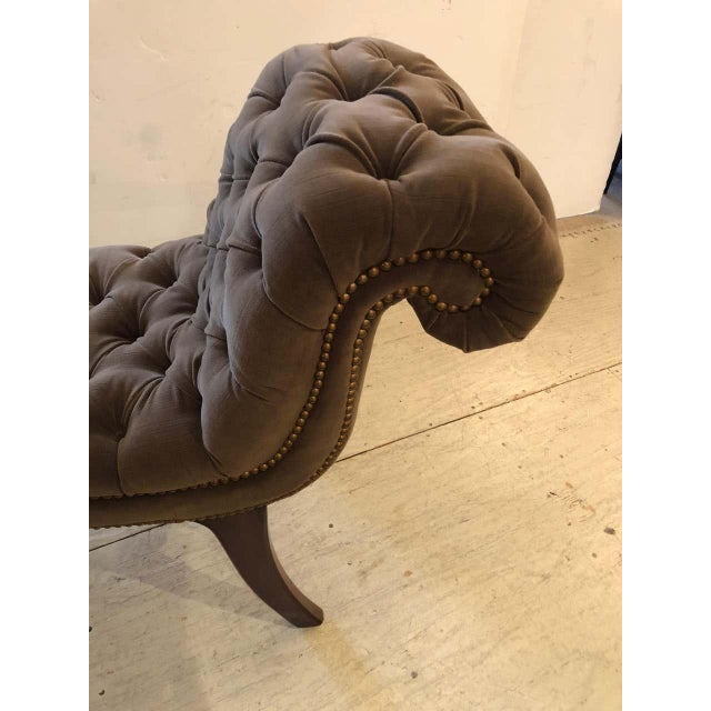 19th Century English Regency Velvet Tufted Bench For Sale - Image 4 of 7