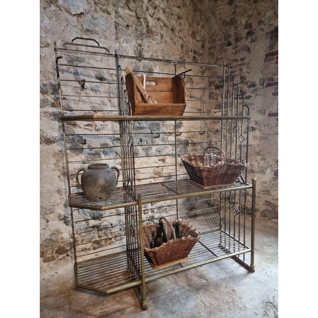 Antique Industrial French Shelving Unit in Iron and Brass from Dubois, Lyon, 1920s For Sale - Image 14 of 18
