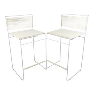 Pair of White Spaghetti Bar Stools For Sale