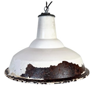 Industrial British White Enamel Factory Pendant Lamp from Benjamin, 1960s For Sale