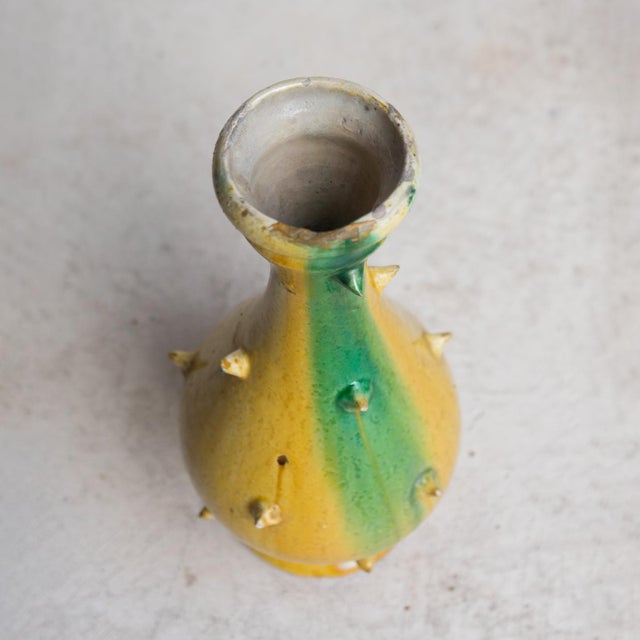 Vintage French Faience Spikey Glazed Studio Pottery Vase, Early to Mid 20th C For Sale - Image 11 of 14