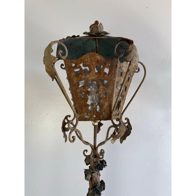 1900s Distressed French Wrought Iron Lanterns, Rococo Style For Sale - Image 11 of 15
