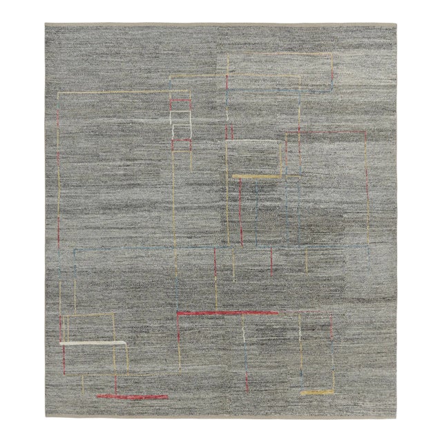 Rug and Kilim’s Oversized Kilim in Black and White With Geometric Patterns For Sale