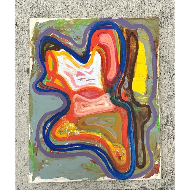 Contemporary Vintage Abstract Original Oil Painting on Canvas For Sale - Image 3 of 12