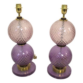 Murano Glass Lamps, 1980s, Set of 2 For Sale