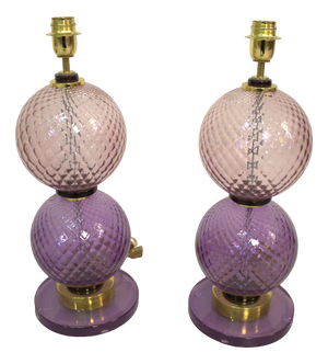 Murano Glass Lamps, 1980s, Set of 2