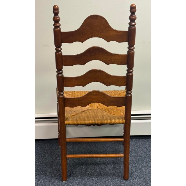 Late 20th Century Ladderback Rush Seat Dining Chairs - Set of 6 For Sale - Image 4 of 12