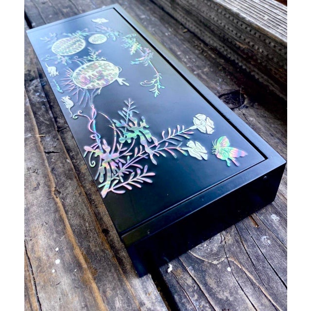 Korean Mother-of-Pearl Lacquerware Desk Set in Original Presentation Box, Circa 2000s For Sale - Image 4 of 18