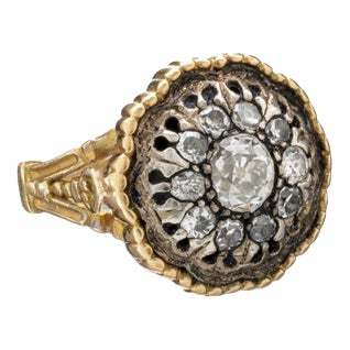 Silver and Gold Ring; with Diamonds, 19th Century For Sale