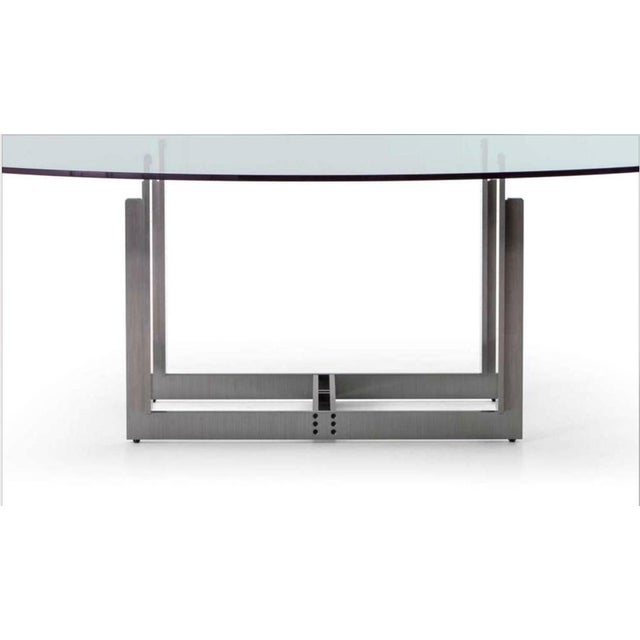 Glass Sarpi Dining Table with Brushed Metal Base from Carlo Scarpa, Italy For Sale - Image 3 of 6