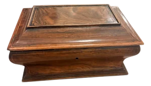 19th Century French Traditional Walnut Tea Caddy With Mirror Lid & Divided Interior