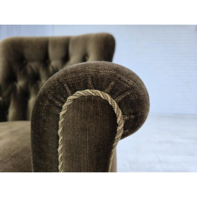 Scandinavian Armchair in Green Velour and Ash For Sale - Image 4 of 18