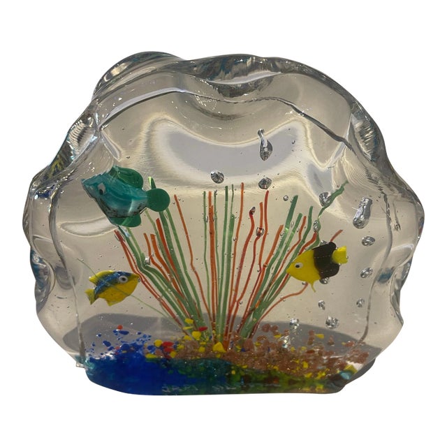 1990s Murano Fish Aquarium Paperweight, Italian For Sale
