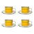1970s Midwinter (Stonehenge) “Sun” 4 Stoneware Tea Cups & Saucers For Sale