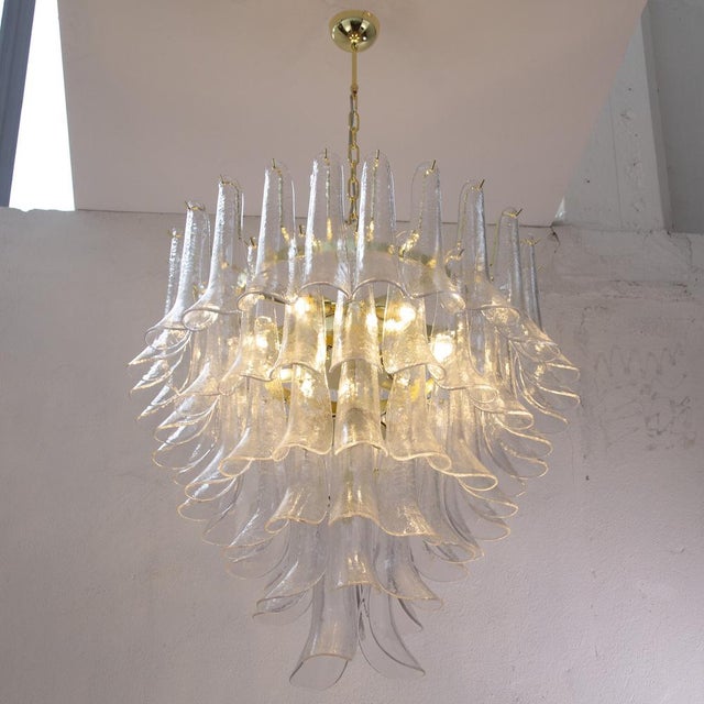 Italian Petal Suspension Lamp in Murano Glass For Sale - Image 6 of 14