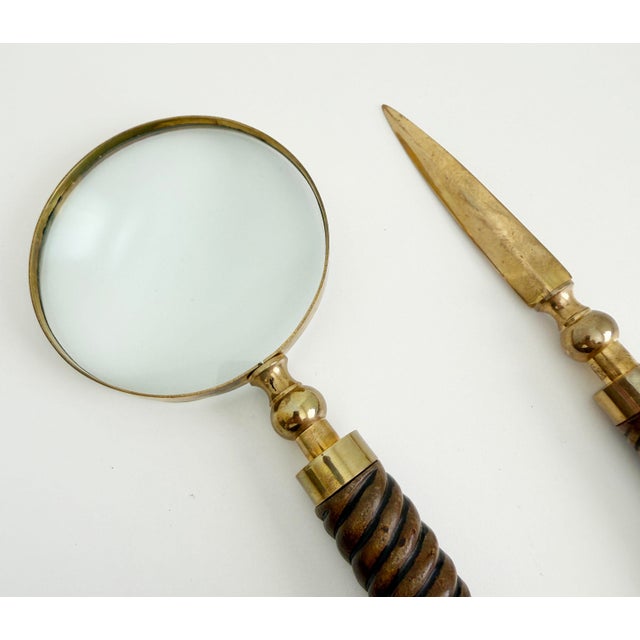 Vintage Magnifying Glass & Letter Opener Set For Sale - Image 4 of 9