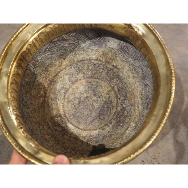A Polished Circa 1900 French Brass Jardiniere Table Planter For Sale - Image 11 of 14
