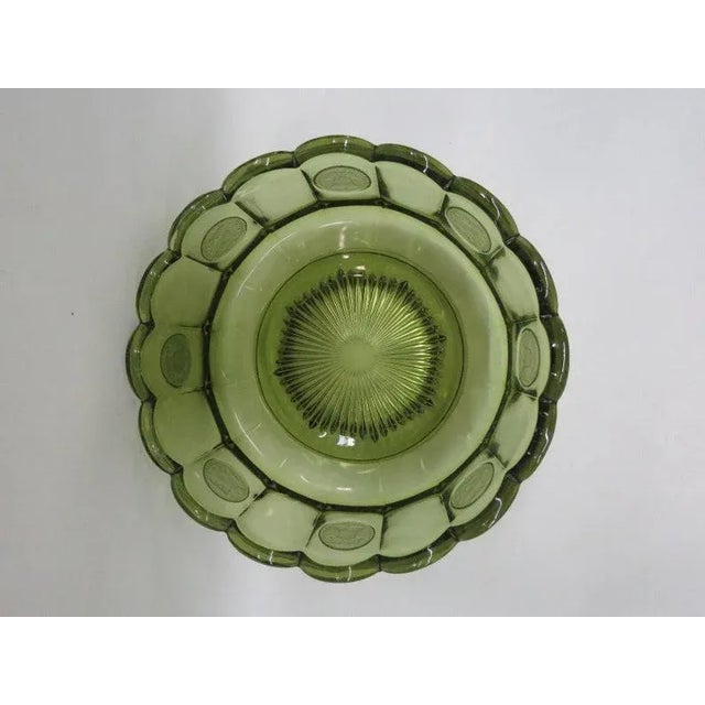 Glass Fostoria Coin Glass Green Liberty Bell Scalloped Bowl Dish For Sale - Image 7 of 11