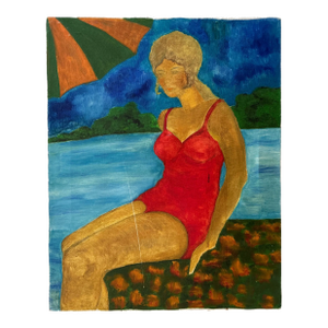 1970s Vintage ‘Bather’ Painting in Manner of 1920’s -1950’s Unsigned and Unframed