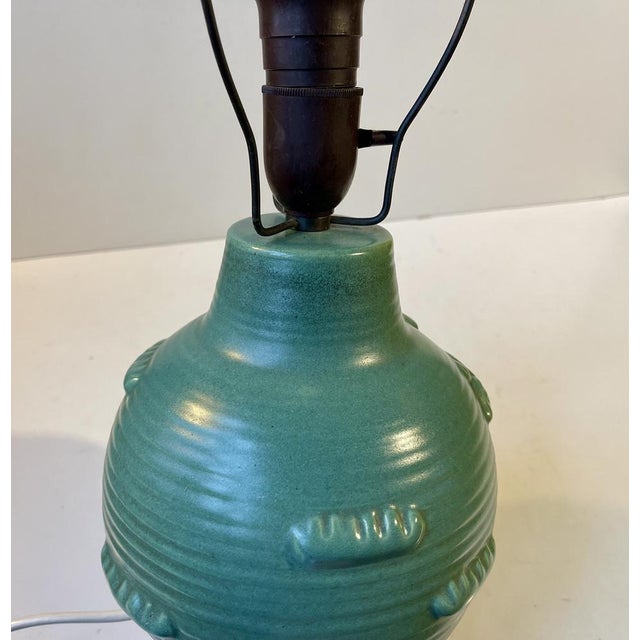 Celadon Green Glaze Ceramic Table Lamp from Michael Andersen & Son, 1940s For Sale - Image 10 of 16
