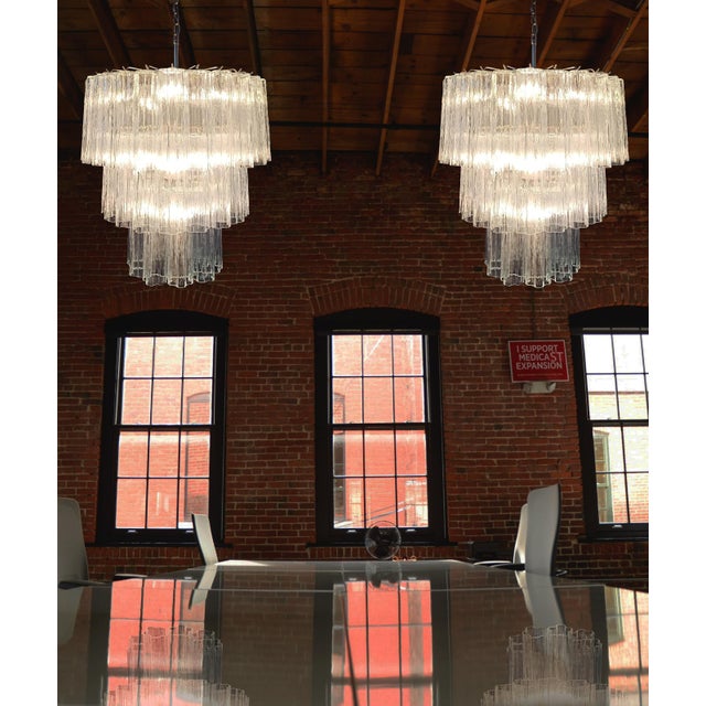 Large Three-Tier Murano Glass Tube Chandelier, 1990s For Sale - Image 11 of 15