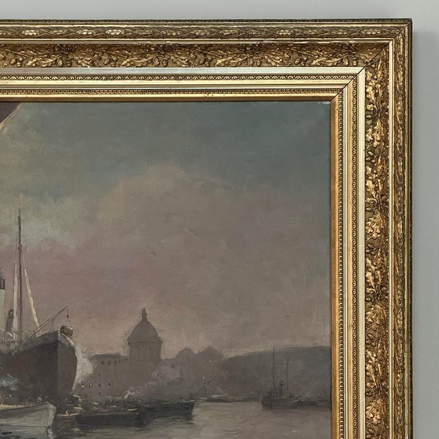 Grand Signed Oil Painting on Canvas by Luigi Tafani, 'View of Venice' Dated 1903 For Sale - Image 9 of 16