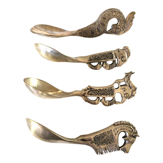 Rustic European Portage Spoons - Set of 4 For Sale