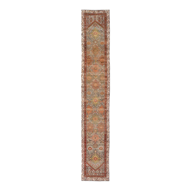 Antique Persian Hamadan Long Runner in Brown, Gray and Earth Tones 2'6 X 16'3 For Sale