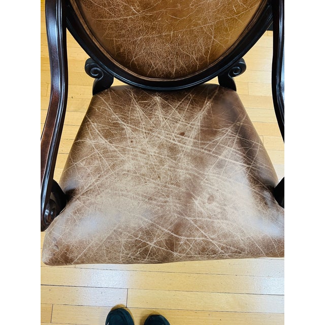 Animal Skin Bernhardt Oval Back Regency Style Nail Head Accent Armchair For Sale - Image 7 of 11