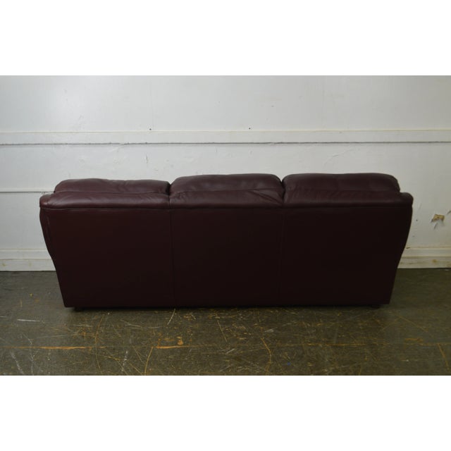1990s Classic Leather Plum Sofa For Sale - Image 4 of 13