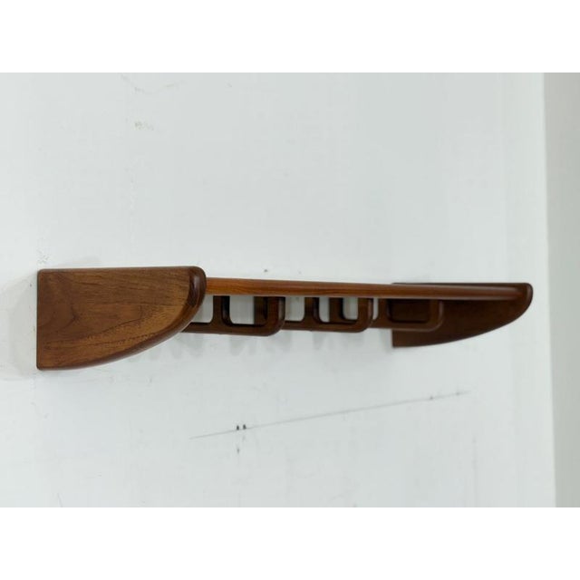 Mid-Century Teak Wall-Mounted Coat Rack For Sale - Image 3 of 9