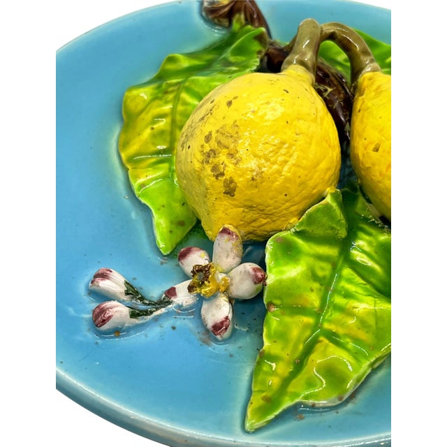 Majolica French Majolica Trompe l'Oeil Wall Plaque With Lemons, Perret-Gentil, Menton For Sale - Image 4 of 7