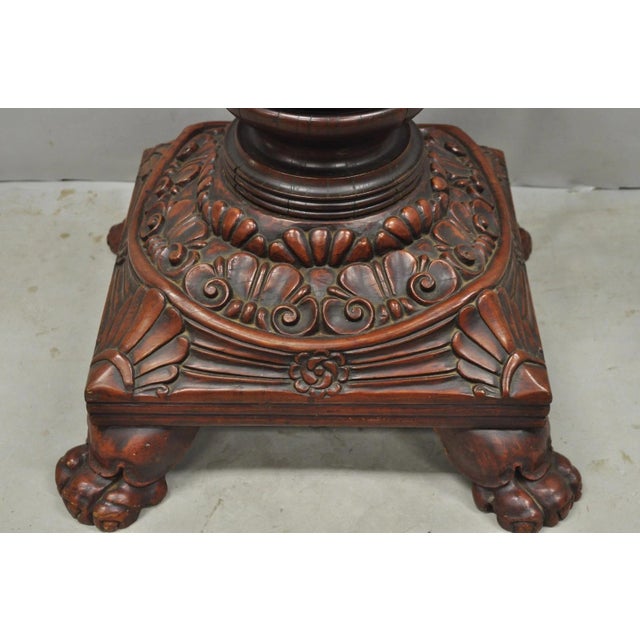 Antique American Empire Carved Mahogany Cannonball Paw Foot Pedestal Table Base For Sale In Philadelphia - Image 6 of 18