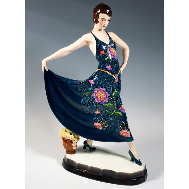 Large Art Deco Lilian Harvey in Spanish Dance Figurine by Stephan Dakon for Goldscheider, 1927 For Sale - Image 3 of 13