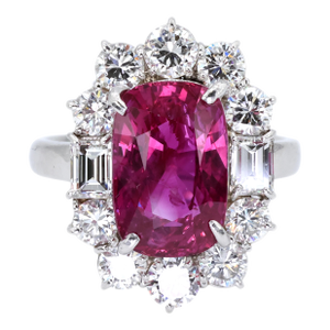 Platinum Ruby Diamond Ring Womens Size 6.75 Cocktail Mozambique